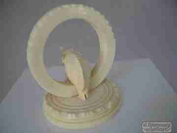 Toothpick holder. Ivory. Elephant figure. 1950's. Geometric motifs