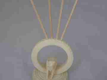 Toothpick holder. Ivory. Elephant figure. 1950's. Geometric motifs