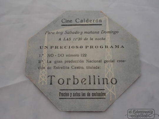 Torbellino. Estrellita Castro. Troquelado. Doble. Años 40. Cifesa