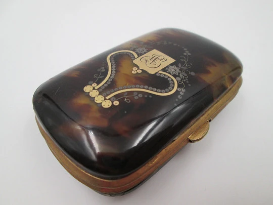 Tortoiseshell purse. Golden metal edge. Silver & gold ornaments. 1900's Tortoiseshell purse. Golden metal edge. Silver & gold ornaments. 1900's