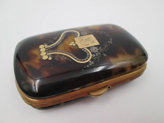 Tortoiseshell purse. Golden metal edge. Silver & gold ornaments. 1900's Tortoiseshell purse. Golden metal edge. Silver & gold ornaments. 1900's