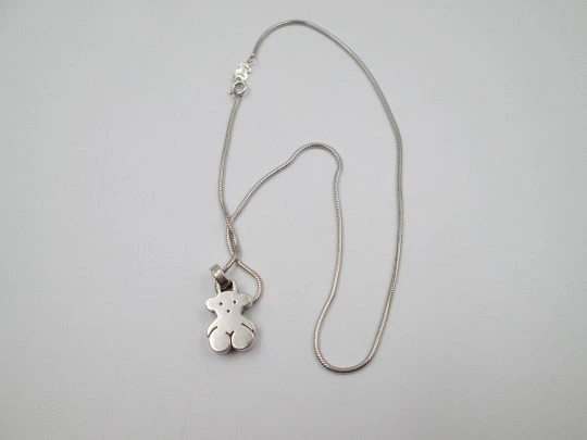 Tous jewelry women's necklace. Sterling silver bear pendant and braided cord. Spain. 2015's Tous jewelry women's necklace. Sterling silver bear pendant and braided cord. Spain. 2015's