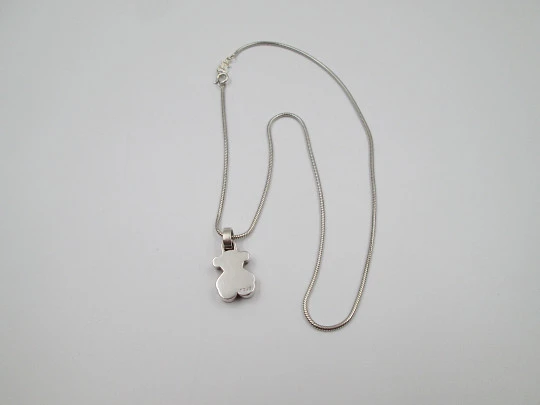 Tous jewelry women's necklace. Sterling silver bear pendant and braided cord. Spain. 2015's Tous jewelry women's necklace. Sterling silver bear pendant and braided cord. Spain. 2015's