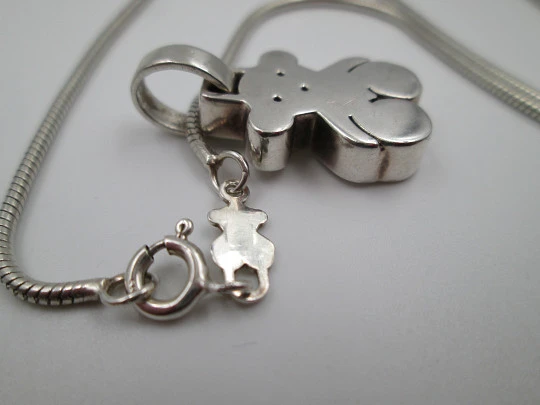 Tous jewelry women's necklace. Sterling silver bear pendant and braided cord. Spain. 2015's Tous jewelry women's necklace. Sterling silver bear pendant and braided cord. Spain. 2015's