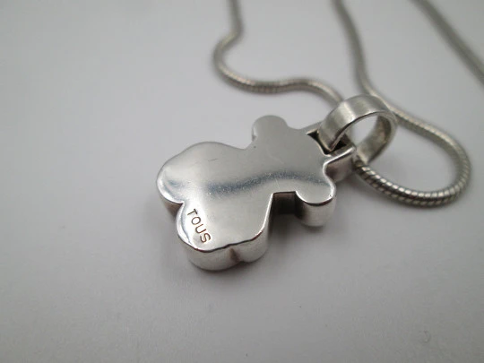 Tous jewelry women's necklace. Sterling silver bear pendant and braided cord. Spain. 2015's Tous jewelry women's necklace. Sterling silver bear pendant and braided cord. Spain. 2015's