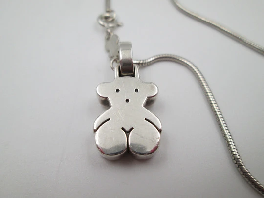 Tous jewelry women's necklace. Sterling silver bear pendant and braided cord. Spain. 2015's Tous jewelry women's necklace. Sterling silver bear pendant and braided cord. Spain. 2015's