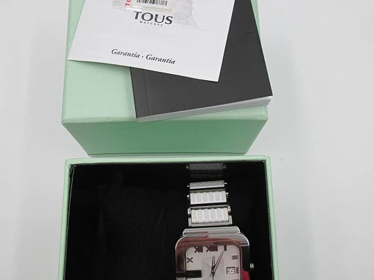 Tous Oto Round. White rubber & steel. Square. Box. Quartz