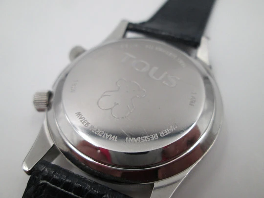 Tous unisex alarm wristwatch. Stainless steel. 24 hours. Manual wind. 1990's