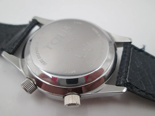 Tous unisex alarm wristwatch. Stainless steel. 24 hours. Manual wind. 1990's