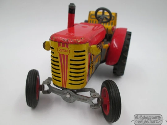 Tractor with trailer Zetor. Tinplate. Wind-up. 1980. Czech Republic. Kovap