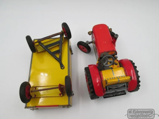 Tractor with trailer Zetor. Tinplate. Wind-up. 1980. Czech Republic. Kovap