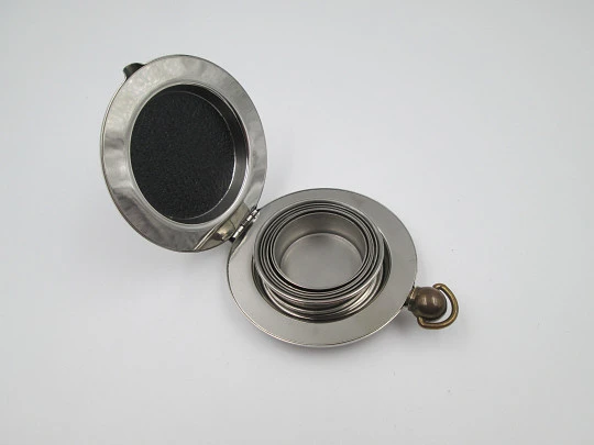 Travel telescopic shot glass Remy Club Trophee. Stainless steel and brass. Scotland