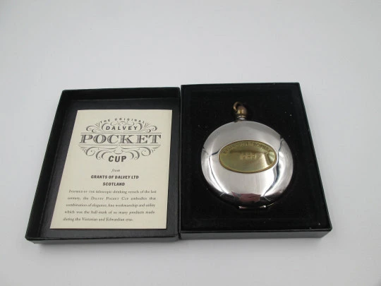 Travel telescopic shot glass Remy Club Trophee. Stainless steel and brass. Scotland