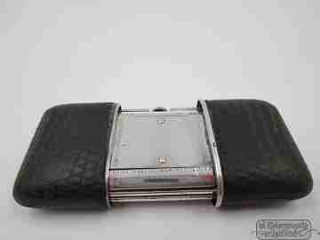 Travel watch Movado Carassale. 935 silver. Manual wind. Leather case. 1950's