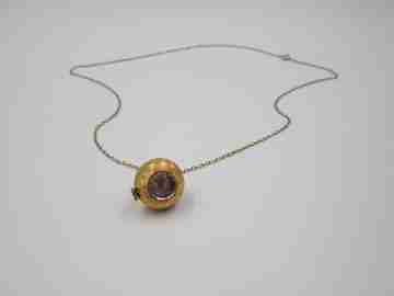 Triod women's pendant watch. Gold plated. Ball & chain. 1970's. Swiss