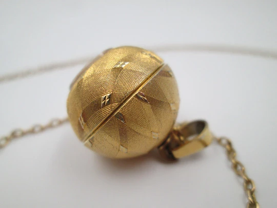 Triod women's pendant watch. Gold plated. Ball & chain. 1970's. Swiss