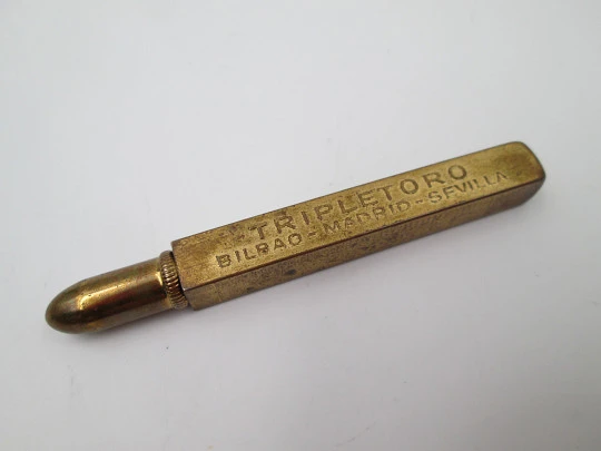 Tripletoro advertising pencil. Gold plated metal. Meter on side. Spain. 1940's