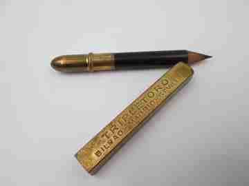 Tripletoro advertising pencil. Gold plated metal. Meter on side. Spain. 1940's