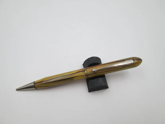 Try Mitchell's Gas advertising mechanical pencil. Marble celluloid. Twist system. 1930's