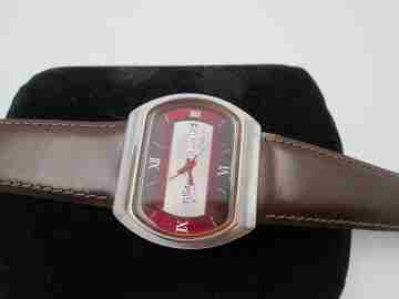 Tucah Acali 28800. Stainless steel. Automatic. Date & day. 1970's. Swiss