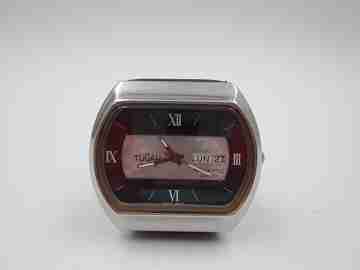 Tucah Acali 28800. Stainless steel. Automatic. Date & day. 1970's. Swiss