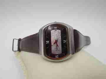 Tucah Acali 28800. Stainless steel. Automatic. Date & day. 1970's. Swiss