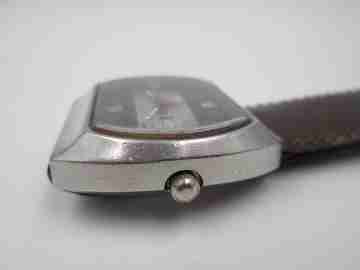 Tucah Acali 28800. Stainless steel. Automatic. Date & day. 1970's. Swiss