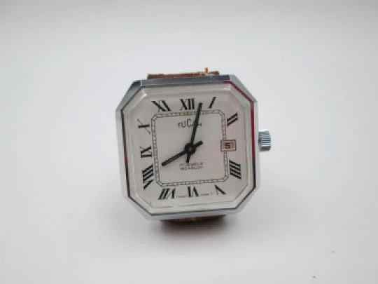 Tucah women's wristwatch. Chromed metal and steel. Manual wind. 1970's. Swiss