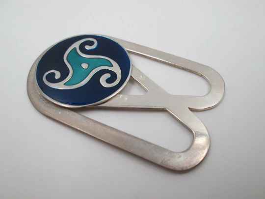 Two bookmarks. 925 sterling silver and colours enamel. 1980's. Spain