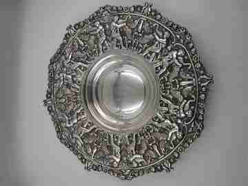 Two bread trays. Silver metal. Openwork edges & ornate motifs
