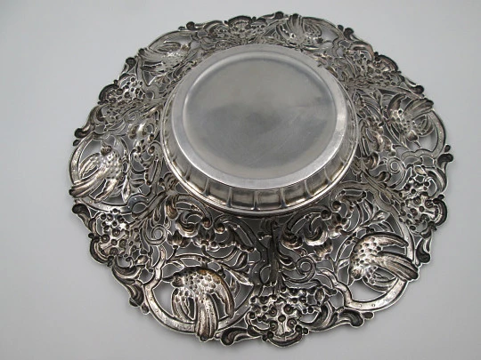 Two bread trays. Silver metal. Openwork edges & ornate motifs