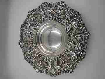 Two bread trays. Silver metal. Openwork edges & ornate motifs