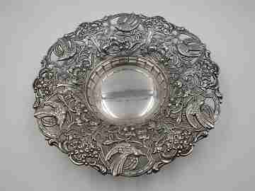 Two bread trays. Silver metal. Openwork edges & ornate motifs