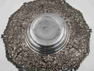 Two bread trays. Silver metal. Openwork edges & ornate motifs