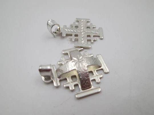 Two Jerusalem Crosses / Crusades Crosses pendants. 925 sterling silver. 1990's