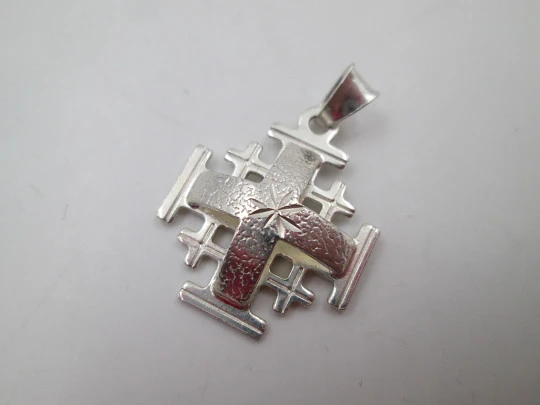 Two Jerusalem Crosses / Crusades Crosses pendants. 925 sterling silver. 1990's