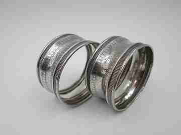Two napkin rings. 950 sterling silver. Massat Freress. 1890's. France (Paris)
