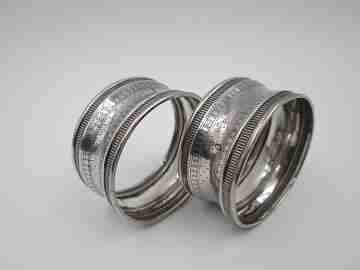 Two napkin rings. 950 sterling silver. Massat Freress. 1890's. France (Paris)