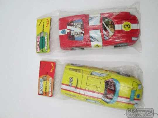 Two Roman friction metal cars. Porsche Carrera & Mercedes. 1970's Two Roman friction metal cars. Porsche Carrera & Mercedes. 1970's