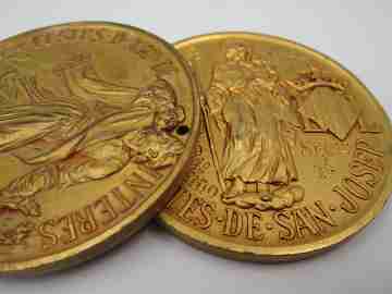 Two San Juan Alicante Bonfires medals. Golden bronze. E. Giner. 1959-1964