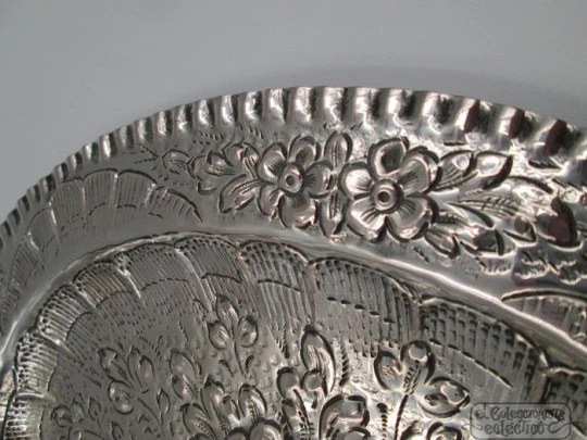 Two sterling silver embossed trays. Floral motifs. Spain. Circa 1900