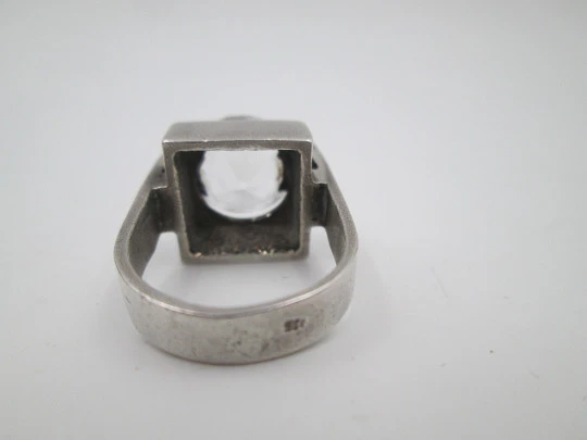 Two women's rings. 925 sterling silver and faceted white gems. 1980's