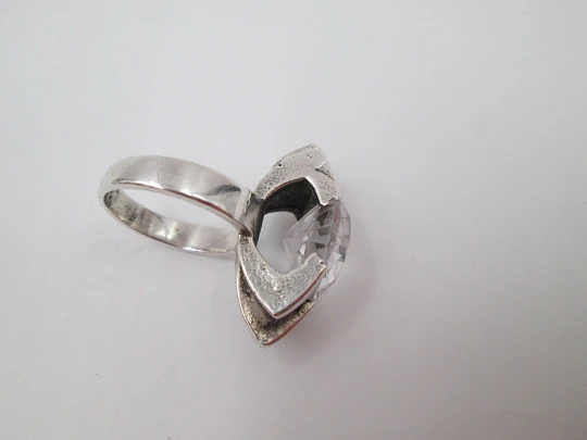 Two women's rings. 925 sterling silver and faceted white gems. 1980's