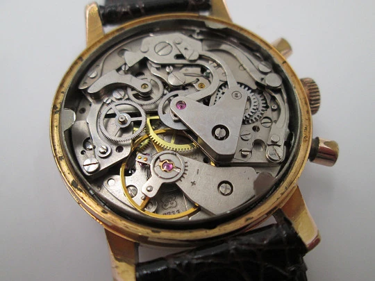 Tylex swiss chronograph. Stainless steel & gold plated. 1950's. Manual wind