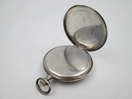 Ulysse Nardin open-face pocket watch. 900 sterling silver. Stem-wind. Original box. 1920's
