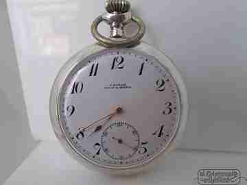 Ulysse Nardin. 900 Sterling silver. Swiss. 1930's. Lion back. Stem-wind