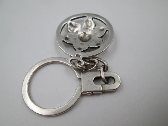 Unisex keychain. 925 sterling silver. Flower pendant. Circa 1980's