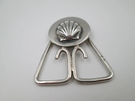 Unisex money clip. Sterling silver. Apostle James scallop shell. Spain. 1980's