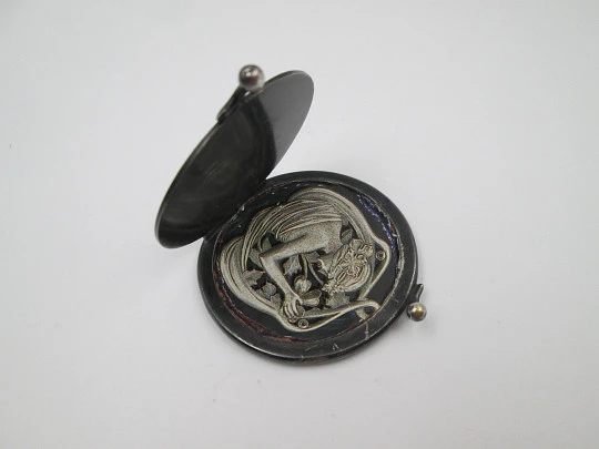 Unisex pocket photo frame. Blackened steel and gold trims. Heraldic symbols. Europe Unisex pocket photo frame. Blackened steel and gold trims. Heraldic symbols. Europe