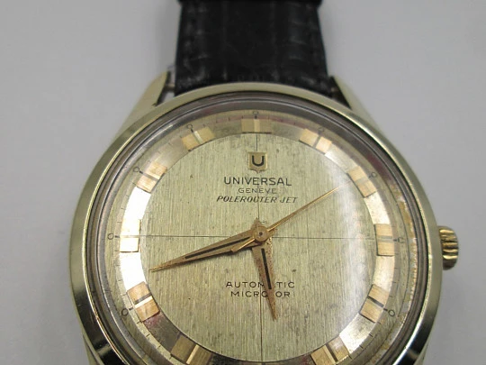 Universal Genève Polerouter Jet. Gold plated and steel. Automatic. Microtor